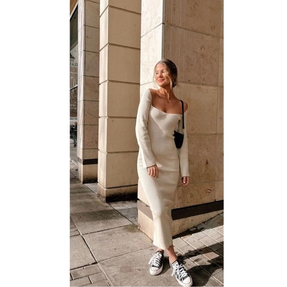 VRG GRL Long Sleeve Ribbed Maxi Tie Back Dress - Picture 1 of 7